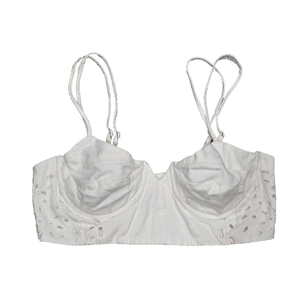 Anthropologie lTularosa Valentina babydoll eyelet Y2K Bra Top White S A003790 - Picture 3 of 10